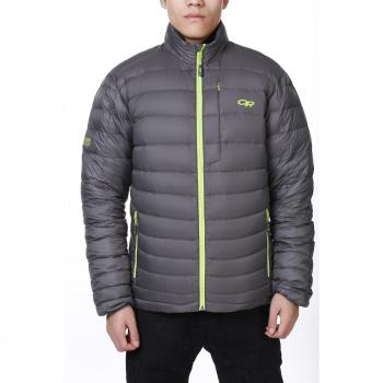 Outdoor Research Herren‑Daunenweste Transcendent L (Pewter / Lemongrass)