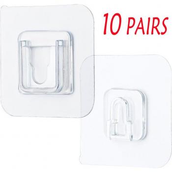 10 Pairs Double-Sided Suction Cup Wall Hooks for Kitchen and Bathroom