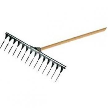 Rastrello Aeratore Manicato 14 Denti per Terreni Compatti