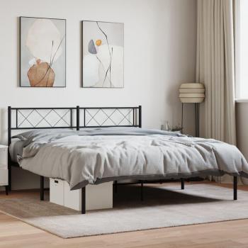 Cama amarilla con cabecero en metal negro 160x200 cm Vidaxl