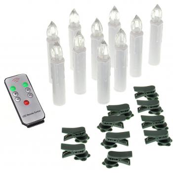 FestiveFlame Bundle: 10 Warm White LED Candles + Remote