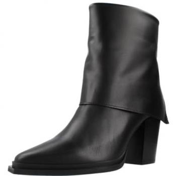 Botín de Piel Maysale Negro para Mujer con Tacón de 8 a 10 cm y Cremallera