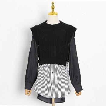 TWOTWINSTYLE O-Hals Bluse mit Patchwork-Design