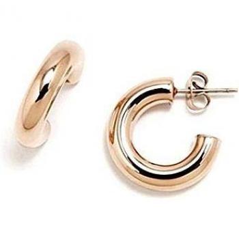 Pendientes Pertegaz colección Criollas 20mm aros gruesos lisos en tono rosado cierre presión