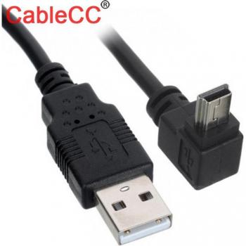 90 Degree Mini USB B 5Pin Male to USB 2.0 Male Data Cable 0.5m