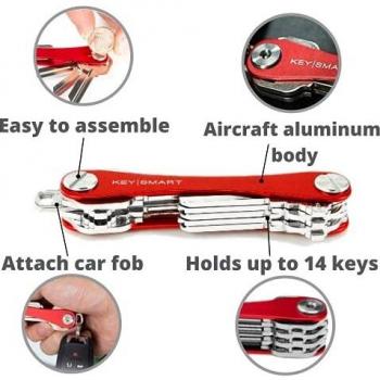 KeySmart Schlüssel-Organizer (bis zu 14 Schlüssel, Rot)