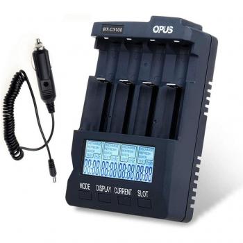 Cargador de Batería OPUS BT-C3100 V2.2, 4 ranuras, pantalla digital, para Li-ion, NiMH, NiCd, AAA, AA, 18650, 10440, 17500