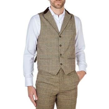 Elton Brown Tweed Waistcoat (Check) – Men’s, XPOSED, Size 48