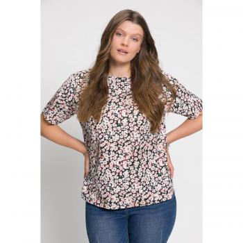 T-shirt floreale oversize nera per donna, scollo a girocollo, mezze maniche, Taglia 60/62, Cotone, Studio Untold