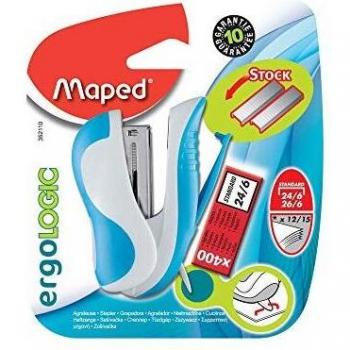 Grapadora con Quitagrapas 24/06 y 26/06 Ergologic Maped verde y blanco