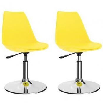 Eetkamerstoelen Set van 2 Draaibaar Geel Kunstleer