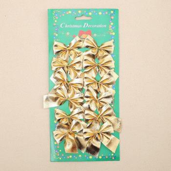 12pcs Gold Bowknot Festive Ornaments