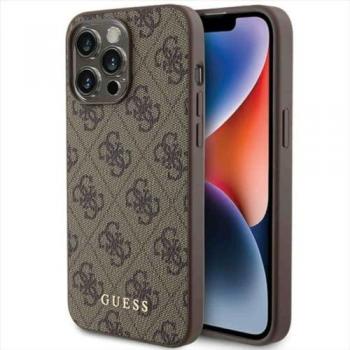 Custodia Elegante Guess 4G Metal Gold per iPhone 15 Pro Max in Marrone