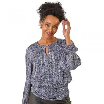 Blouse Animaux Petite avec Boutons Roman Roman Noire