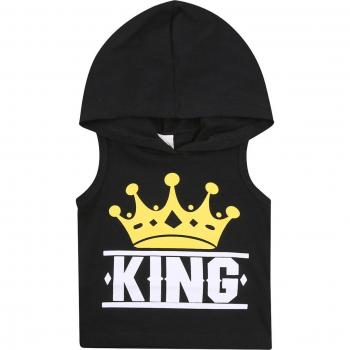 Sweat à capuche pour enfants garçons sans manches avec design couronne