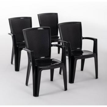 Colección Diana Antracita, 4 Sillas Apilables para Exterior