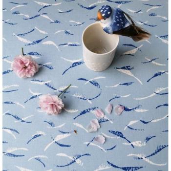 Nappe Fleur de Soleil en Coton Bleu 160x200 cm