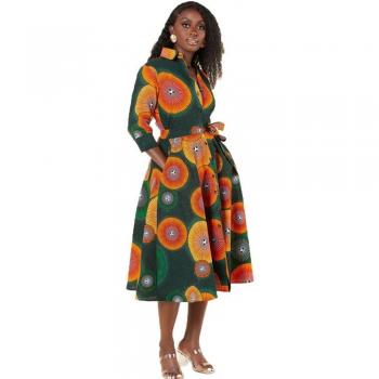 Frühlingshaftes Midi-Kleid mit Gürtel