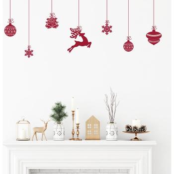 Adhesivo Navideño 30x40cm: Ciervos y Bombillas Brillantes