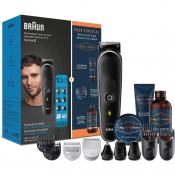 Braun Series 5 MGK5440 Recortadora 10 en 1 + Pack Especial King C. Gillette para Cuidado de la Barba