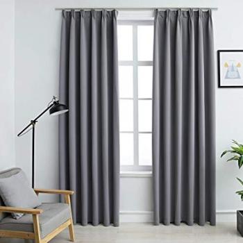 VidaXL Cortinas Opacas con Ganchos, 2 Piezas, decoración Visillo, colores disponibles: azul, gris, antracita, entre otros, medidas 140x225 cm