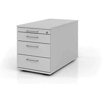 Mcbuero.de Rollcontainer 80cm 3 Schub Schloss Bügelgriff Grau