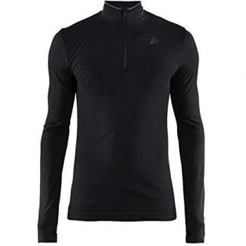 Schwarzer FUSEKNIT Comfort Zip Herren Baselayer – Größe M