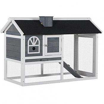 Wooden Rabbit Hutch with Run and Water-Resistant Roof for Outdoor Indoor Use