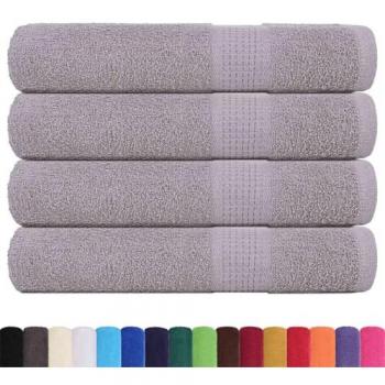 Pack di 4 asciugamani grigi 100x200 cm 360 g/m², puro cotone al 100%
