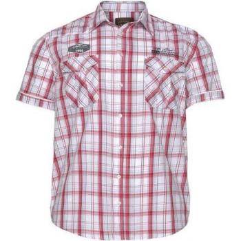 Man's World Herren Kurzarmhosen – Stilvolles Applikationshemd 5XL (51/52), Weiß/Rot/Kariert