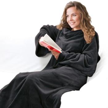 NYVI ComfortWrap XXL – 150 x 240 cm tragbare Ärmeldecke in Anthrazit