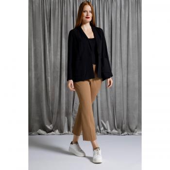 Pantaloni donna marroni in cotone e fibre sintetiche, taglia 54