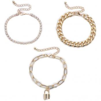 3Pcs Boho Luxury Crystal Lock Bracelets for Women