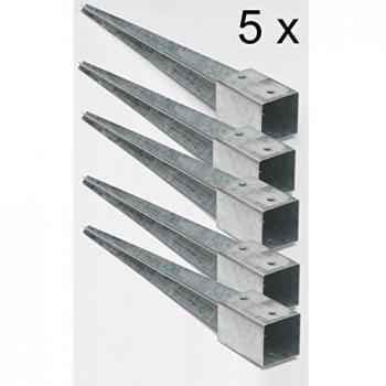 5×Bodenhülsen (90 mm) mit Einschlaghülse – Pfostenträger 75 cm für Lamellenzäune