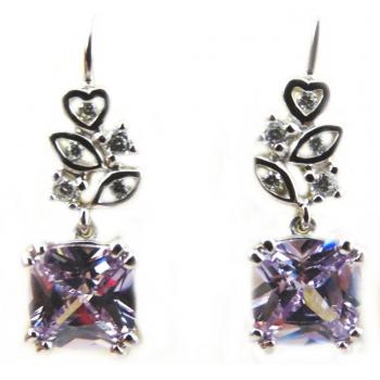 Highness F7140 Purple “Scarlett” Silver Drop Earrings