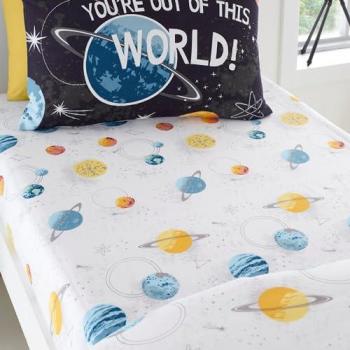 Outer Space EasyCare 25cm Fitted Sheet – Black