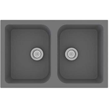 Lavello da cucina 760x480x184 mm in granito grigio vidaXL