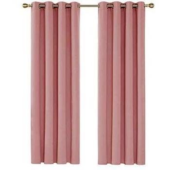 Deconovo Vorhänge Korallenrose 214x117cm 2er Set Blickdicht