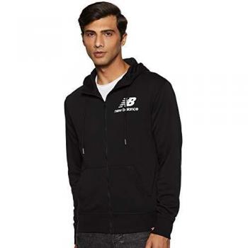 Veste à capuche MJ91549 New Balance Essentials Stacked – Noir – Hommes – Taille L