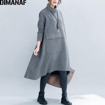 DIMANAF Women's Loose Fit Winter Dress