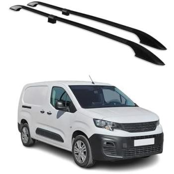 Barres de toit Alu Noir pour Peugeot Partner L2 Long 2018-2025