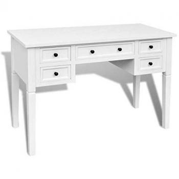 White Writing Table with 5 Drawers
