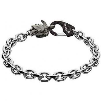 Diesel Pulsera de Acero Inoxidable para Hombre, Color Negro