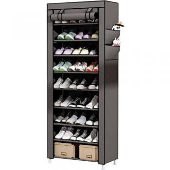 Armario de Tela para Zapatos con Cremallera y Bolsillos, 160x88x30 cm, Hasta 27 Pares