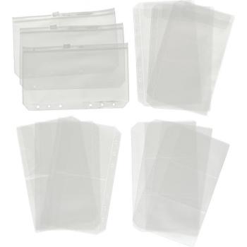 12Pcs Clear PVC Zipper Pockets for 6-Ring Binder