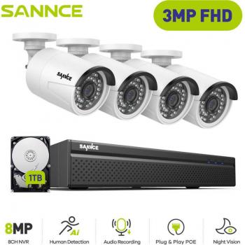 Kit Caméra de Sécurité 4×IP 3MP avec Détection de Mouvement