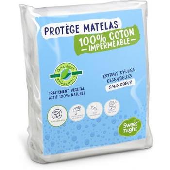 Greenfirst Matelas Sécurité Anti‑Acariens – Molleton 100 % Coton, Imperméable, 160×200 cm