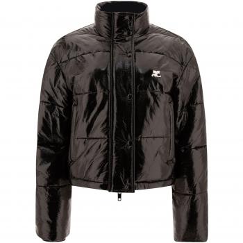 Women's Courrages Black Vinyl Puffer Top – Size XS