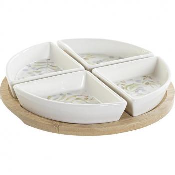 Set Antipasto Dkd Home Decor in Gres e Bamboo Naturale