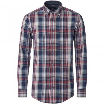 Casamoda Herren-Longsleeve-Flanell in Rottönen, kariert